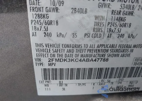2010 Ford Edge Limited from USA, damaged, VIN 2FMDK3KC4ABA47788